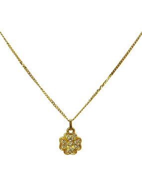 Chanel Pendant Flower Motif Clover Four Leaf Cross Rhinestone Gold